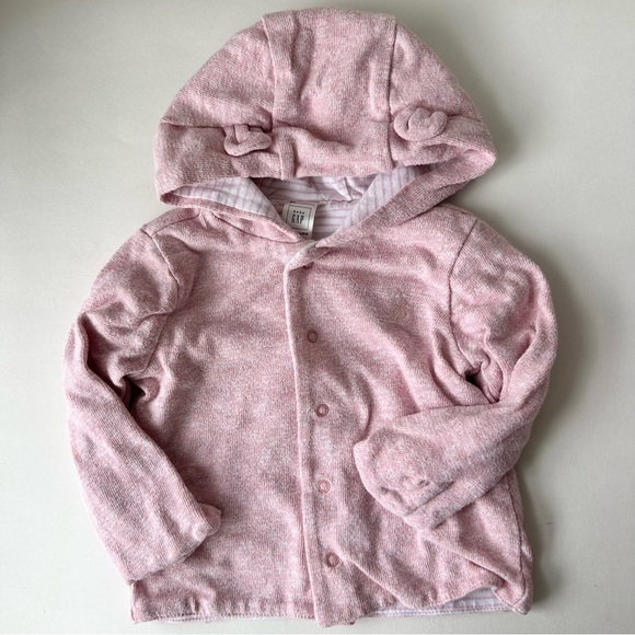 Burt’s Bees Baby Bodysuit and Gap Bear Ear Button Up Sweater Bundle - Picture 2 of 10